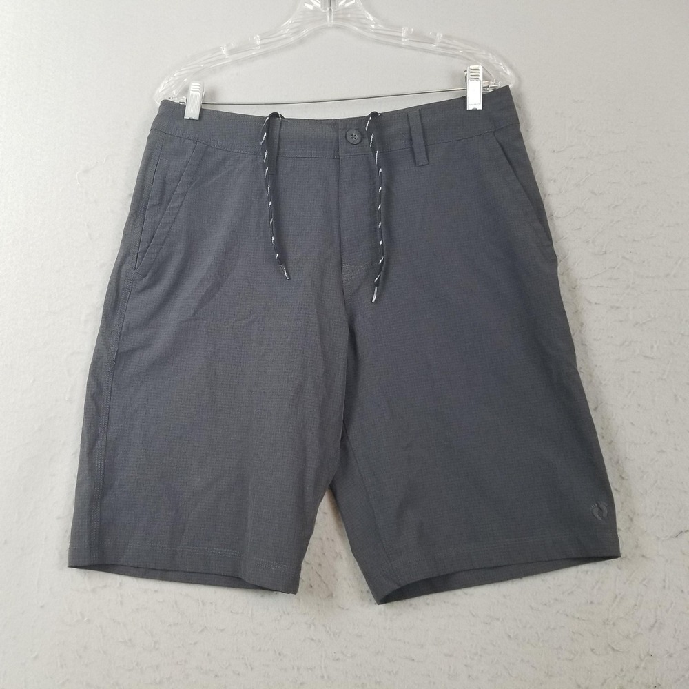 Hang Ten Shorts Mens 32 Gray Stretch Microfiber Chino Drawstring 11 Inseam